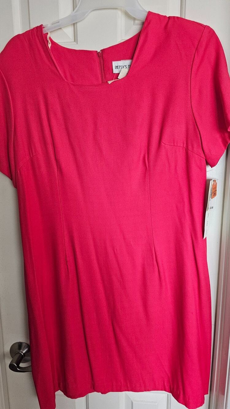 NWT Size 18 Betsy's Things - Simple Red Dress= Red Coral Color Vintage